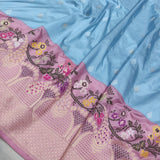 Sky Blue Color Pure Katan Silk Handwoven Banarasi Saree