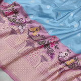 Sky Blue Color Pure Katan Silk Handwoven Banarasi Saree