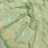 Pastel Green Colour Pure Katan Silk Handwoven Banarasi Saree