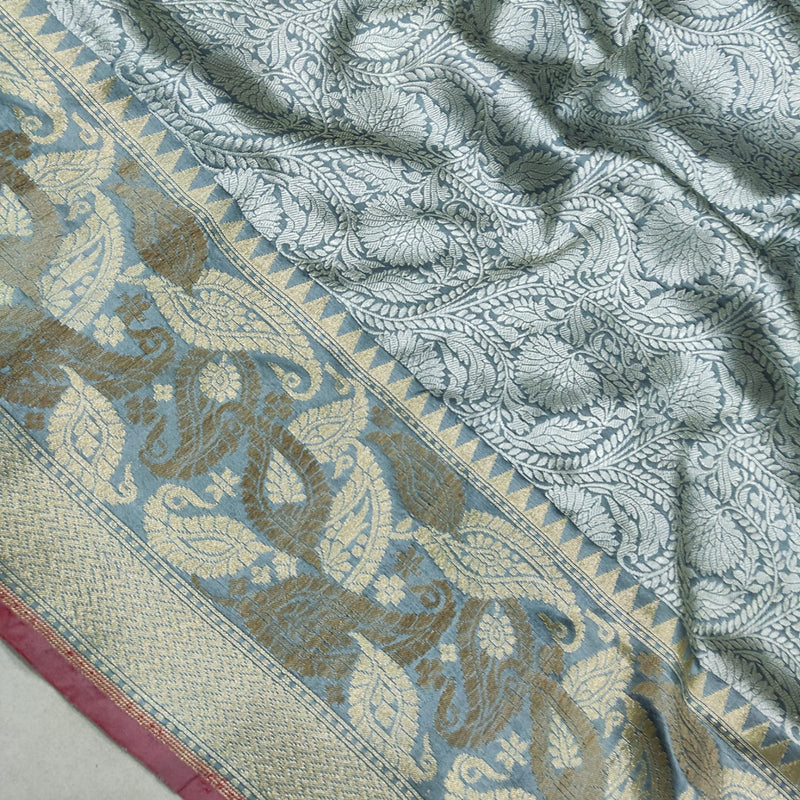 Pure Katan Silk Handwoven Tanchoi Banarasi Saree