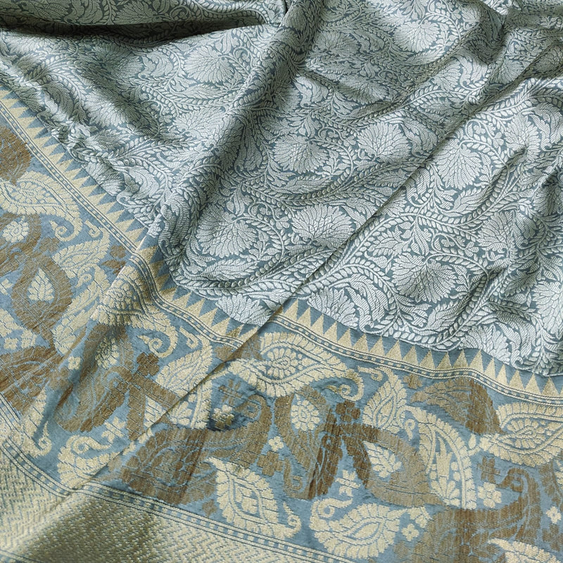 Pure Katan Silk Handwoven Tanchoi Banarasi Saree