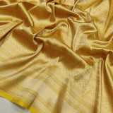 Yellow Colour Pure Katan Silk Handwoven Tanchoi Banarasi Saree