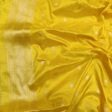 Yellow Colour Pure Katan Silk Handwoven Tanchoi Banarasi Saree