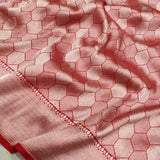 Red Colour Pure Katan Silk Handwoven Tanchoi Banarasi Saree