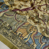 Handpainted Srikalahasti kalamkari saree.