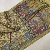 Handpainted Srikalahasti kalamkari saree.