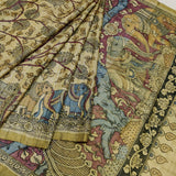 Handpainted Srikalahasti kalamkari saree.