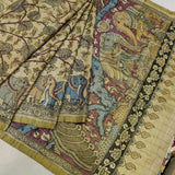 Handpainted Srikalahasti kalamkari saree.
