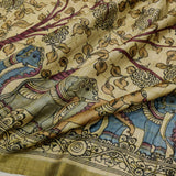 Handpainted Srikalahasti kalamkari saree.