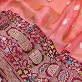 Peach Color Pure Kora Silk Handwoven Banarasi Saree