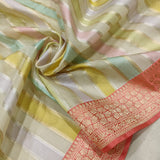 Multicolour Pure Kora Silk Handwoven Banarasi Saree