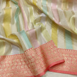 Multicolour Pure Kora Silk Handwoven Banarasi Saree