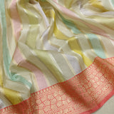 Multicolour Pure Kora Silk Handwoven Banarasi Saree