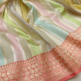 Multicolour Pure Kora Silk Handwoven Banarasi Saree