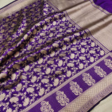 Purple Colour Pure Katan Silk Handwoven Banarasi Saree