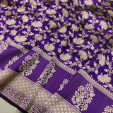 Purple Colour Pure Katan Silk Handwoven Banarasi Saree