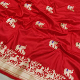 Red Colour Pure Katan Silk Handwoven Banarasi Saree