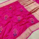 Pink Colour Ektara Katan Silk Handwoven Banarasi Saree