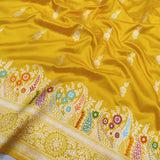 Yellow Colour Pure Katan Silk Handwoven Banarasi Saree