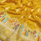 Yellow Colour Pure Katan Silk Handwoven Banarasi Saree