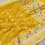 Yellow Colour Pure Katan Silk Handwoven Banarasi Saree