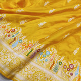 Yellow Colour Pure Katan Silk Handwoven Banarasi Saree