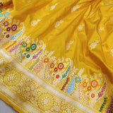 Yellow Colour Pure Katan Silk Handwoven Banarasi Saree