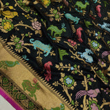 Black Color Pure Katan Silk Handwoven Banarasi Saree