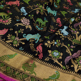 Black Color Pure Katan Silk Handwoven Banarasi Saree