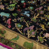 Black Color Pure Katan Silk Handwoven Banarasi Saree