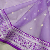 Lavender Colour Pure Kora Silk Handwoven Banarasi Saree