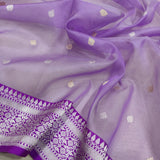 Lavender Colour Pure Kora Silk Handwoven Banarasi Saree