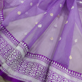 Lavender Colour Pure Kora Silk Handwoven Banarasi Saree