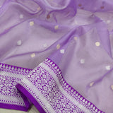 Lavender Colour Pure Kora Silk Handwoven Banarasi Saree