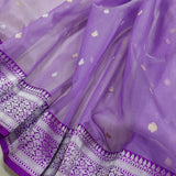 Lavender Colour Pure Kora Silk Handwoven Banarasi Saree