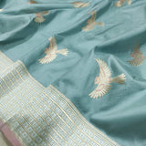 Pastel Color Pure Katan Silk Handwoven Banarasi Saree