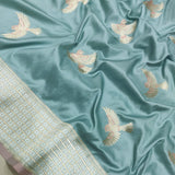 Pastel Color Pure Katan Silk Handwoven Banarasi Saree