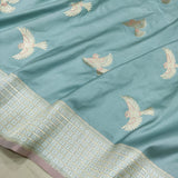 Pastel Color Pure Katan Silk Handwoven Banarasi Saree