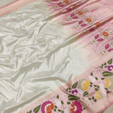 Off White Pure Katan Silk Handwoven Banarasi Saree
