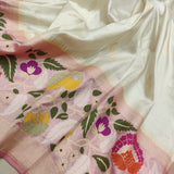Off White Pure Katan Silk Handwoven Banarasi Saree