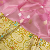 Pink Color Pure Kora Silk Handwoven Banarasi Saree