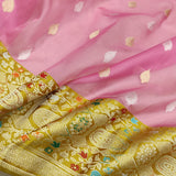 Pink Color Pure Kora Silk Handwoven Banarasi Saree