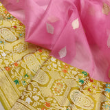 Pink Color Pure Kora Silk Handwoven Banarasi Saree