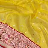 Yellow Color Pure Kora Silk Handwoven Banarasi Saree
