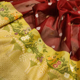 Maroon Color Pure Kora Silk Handwoven Banarasi Saree