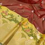 Maroon Color Pure Kora Silk Handwoven Banarasi Saree