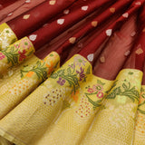 Maroon Color Pure Kora Silk Handwoven Banarasi Saree