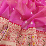 Pink Color Pure Kora Silk Handwoven Banarasi Saree