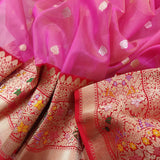 Pink Color Pure Kora Silk Handwoven Banarasi Saree
