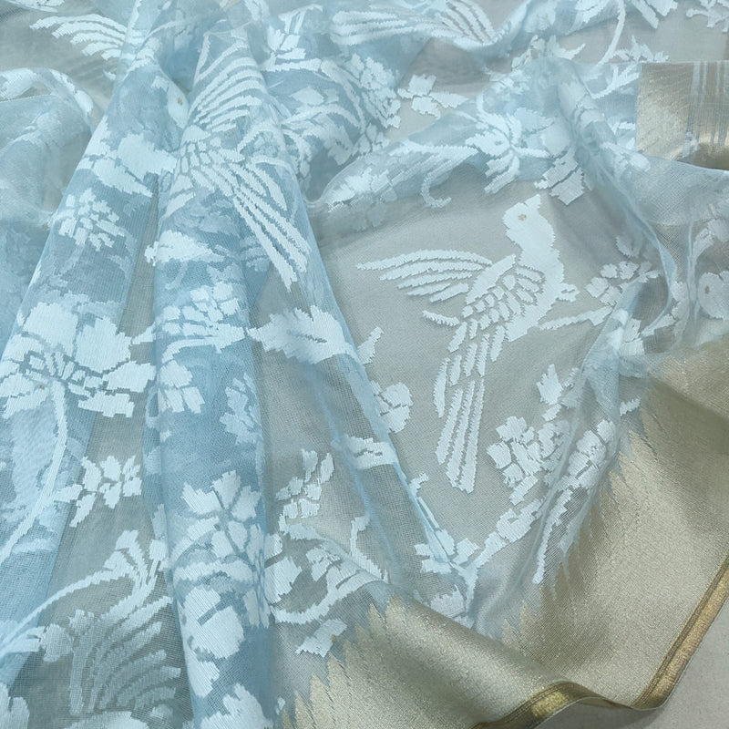 Pure Kora Net Handwoven Banarasi Saree